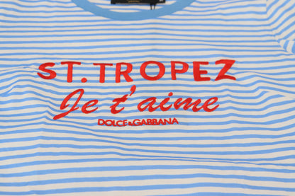 Weiß Blau Baumwolle Exklusiv ST. TROPEZ-T-Shirt