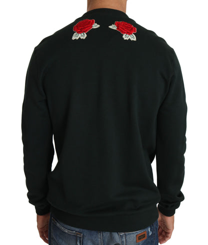 Grüner Crystal Heart Roses Gun Pullover