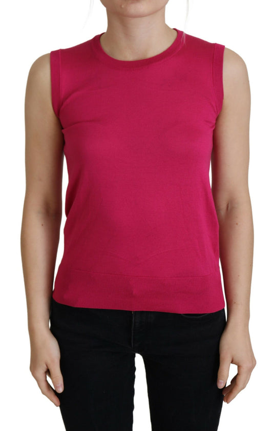 Rosa Seidenweste Pullover mit Rundhalsausschnitt Tank Top