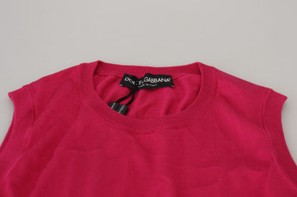 Rosa Seidenweste Pullover mit Rundhalsausschnitt Tank Top