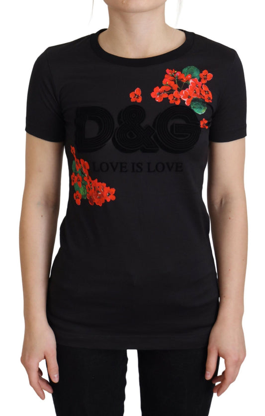Schwarzes Baumwoll-T-Shirt von D&G Love is Love