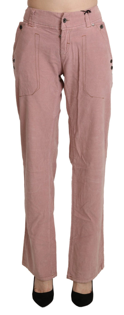 Rosa High Waist Straight Hose aus Baumwolle