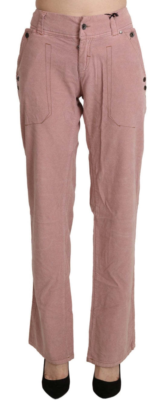 Rosa High Waist Straight Hose aus Baumwolle