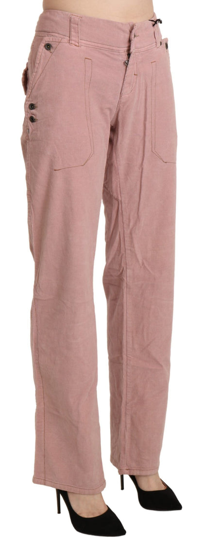 Rosa High Waist Straight Hose aus Baumwolle