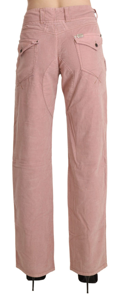 Rosa High Waist Straight Hose aus Baumwolle