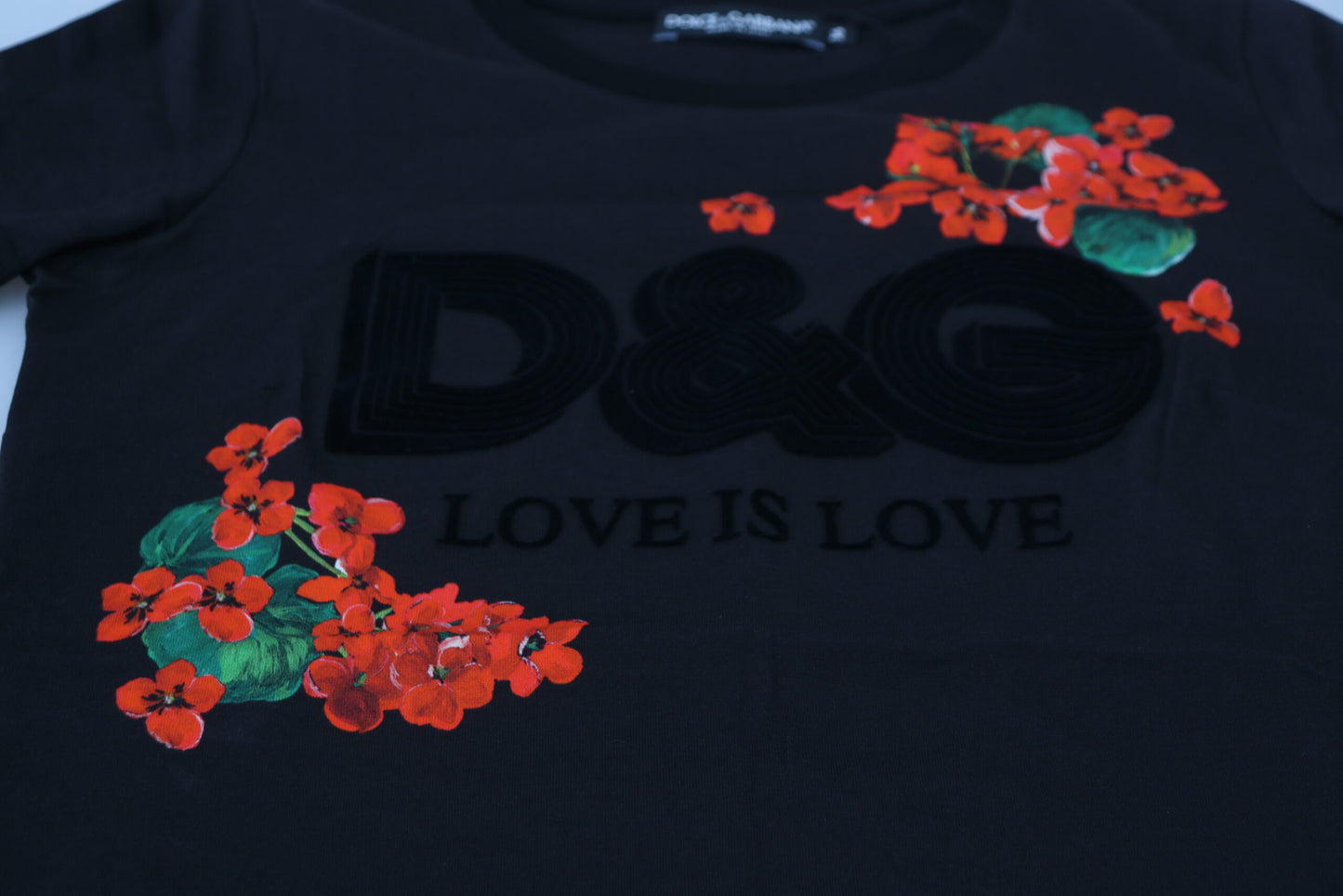 Schwarzes Baumwoll-T-Shirt von D&G Love is Love