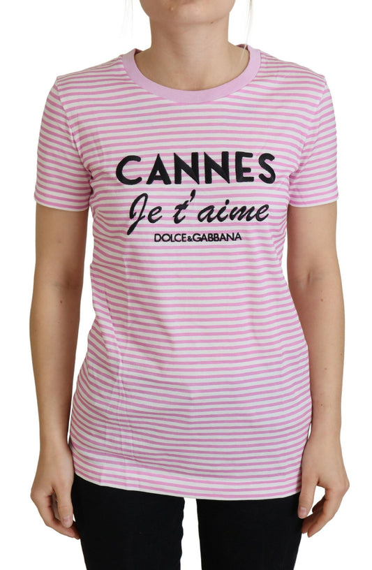 Weiß-rosa CANNES Exklusive T-shirt