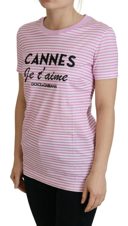 Weiß-rosa CANNES Exklusive T-shirt