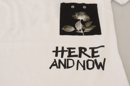 Weißes Baumwoll-T-Shirt T-Shirt mit Rundhalsausschnitt