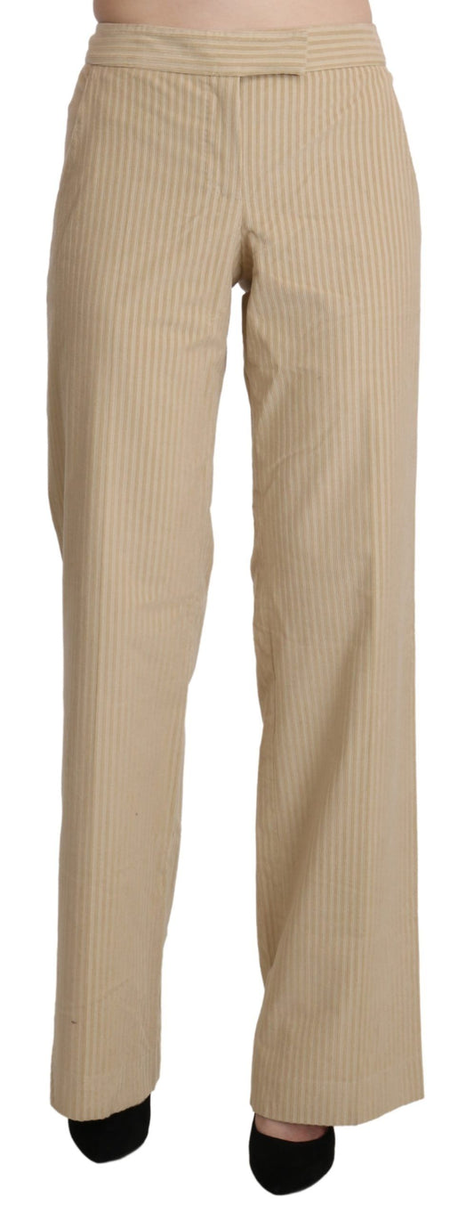 Beige Ausgestellte Hose mit hoher Taille und weitem Bein