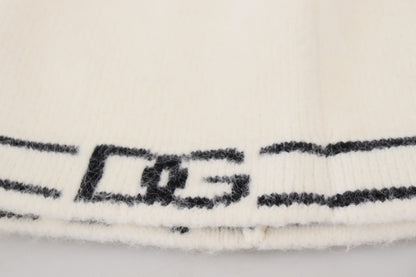 Elfenbeinfarbener DG Logo-Druck Minirock mit hoher Taille