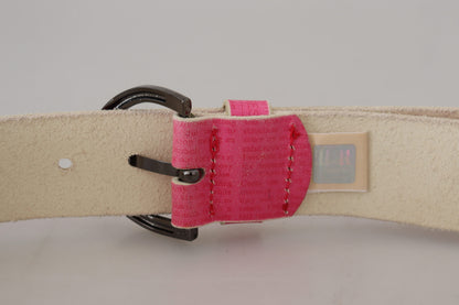 Rosa Leder Brief Logo Runde Schnalle Taille Gürtel