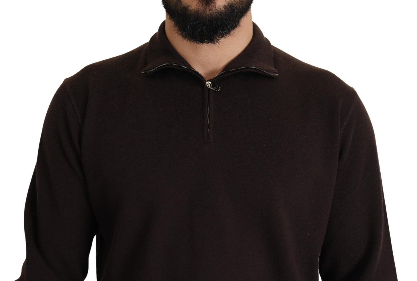 Brauner Kaschmirpullover mit Kragen