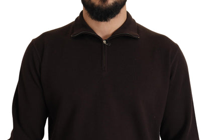 Brauner Kaschmirpullover mit Kragen