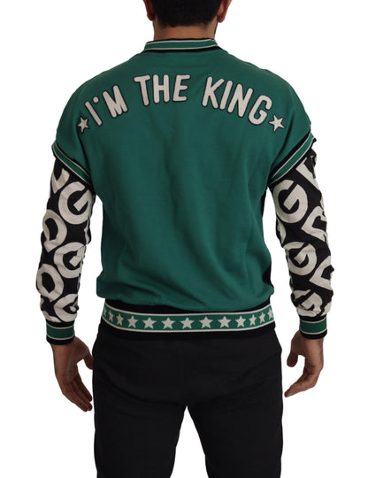 Schwarzgrüner Baumwoll-KING Star Pullover mit Rundhalsausschnitt