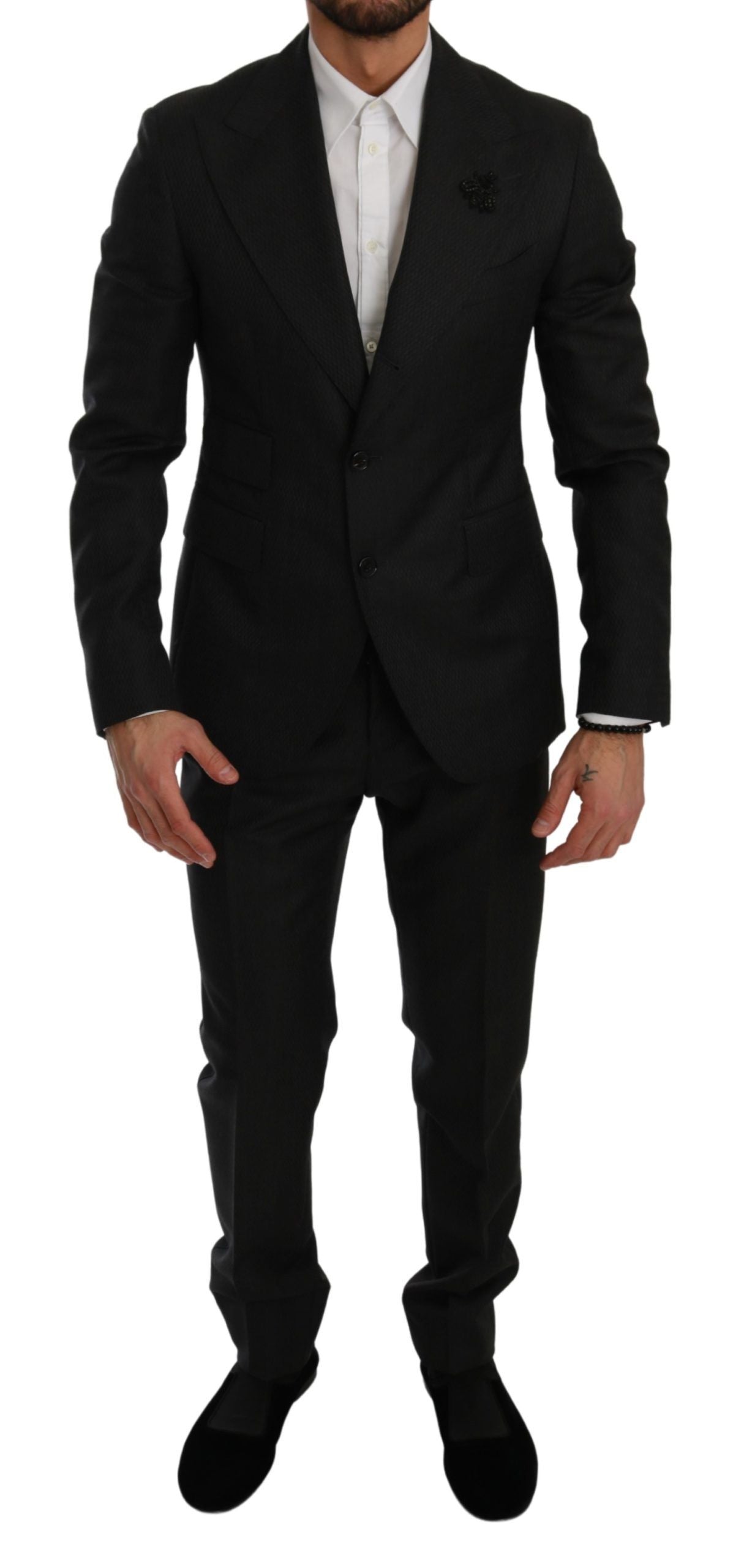Schwarzer Crystal Bee Slim Fit 2 Stück Anzug
