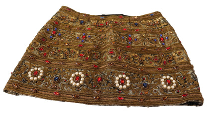 Goldfarbener Kristall-Jacquard-Rock mit hoher Taille
