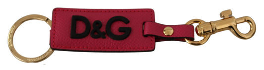 Rosa Leder Logo Goldtone Messing Schlüsselanhänger