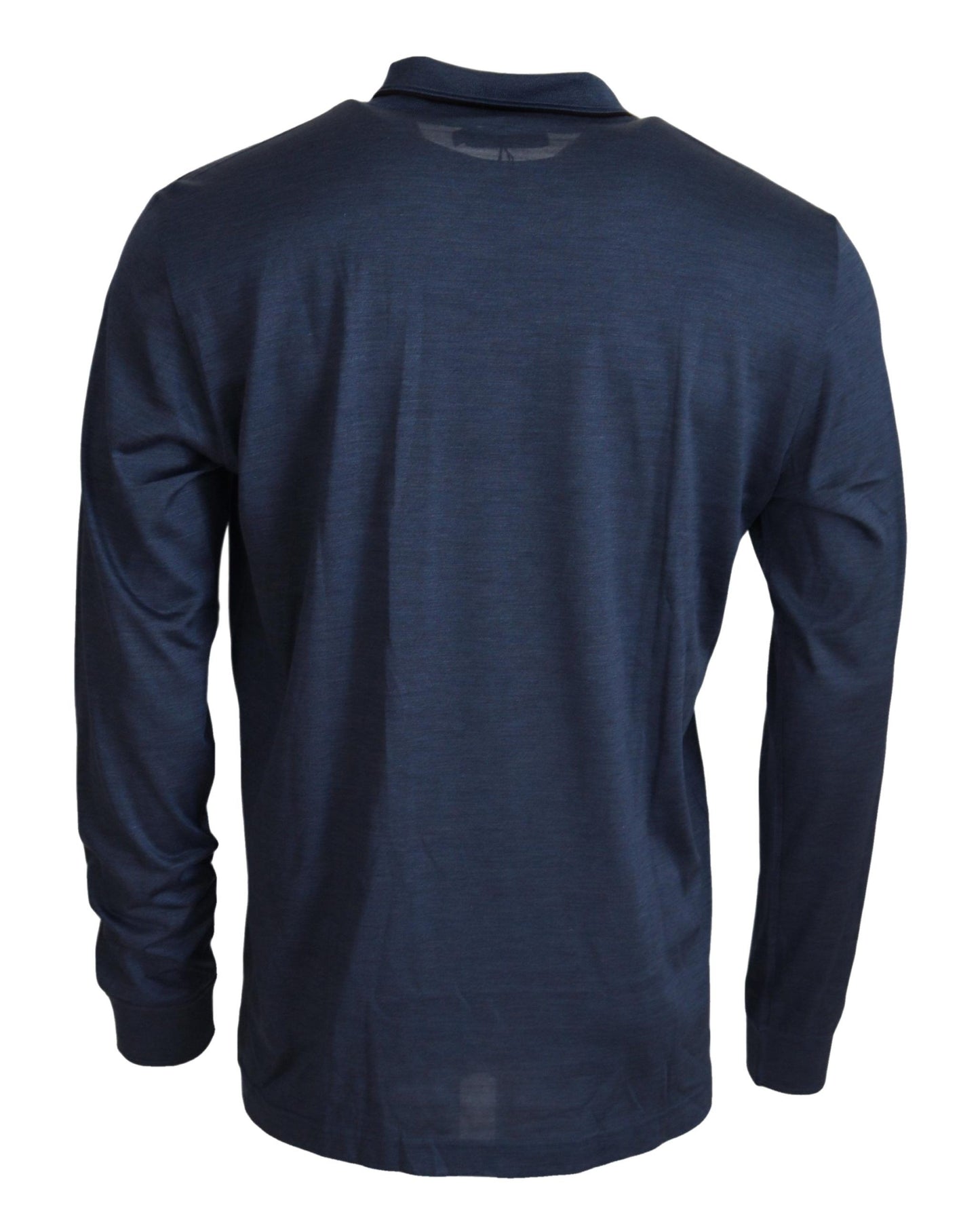 BLue Silk Polo Long Sleeve Pullover Sweater
