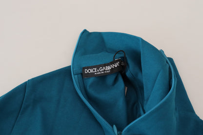 Blauer Baumwollpullover mit Kragen Schlanker Pullover