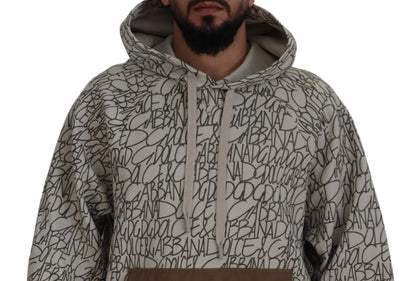 Beigefarbener Kapuzenpullover mit Taschen aus Baumwolle