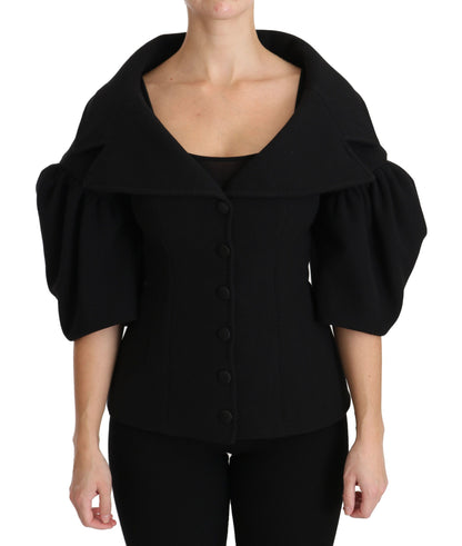 Schwarzer formeller Mantel Schurwolljacke