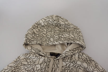 Beigefarbener Kapuzenpullover mit Taschen aus Baumwolle