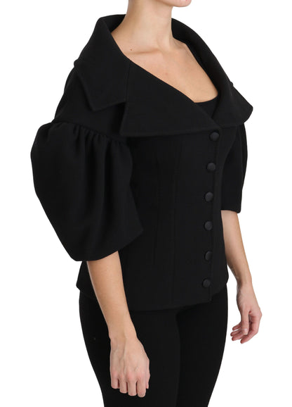 Schwarzer formeller Mantel Schurwolljacke