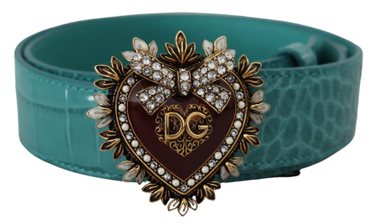 Blau Leder Gold DEVOTION Herz Schnalle Gürtel
