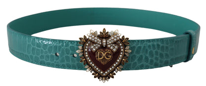 Blau Leder Gold DEVOTION Herz Schnalle Gürtel