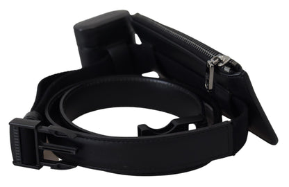 Schwarzes Leder Airpod Case Mini Münzgeldbörse Gürtel