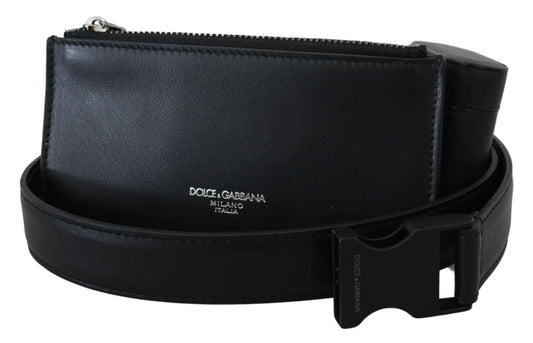 Schwarzes Leder Airpod Case Mini Münzgeldbörse Gürtel