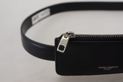 Schwarzes Leder Airpod Case Mini Münzgeldbörse Gürtel
