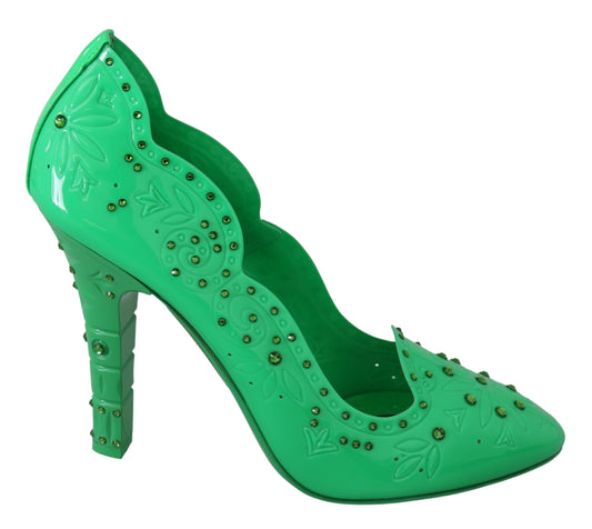 Grüne Crystal Floral Heels CINDERELLA Schuhe