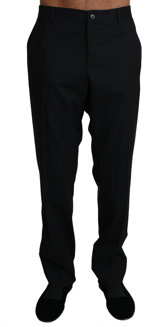 Schwarze Wolle Stretch Kleid Hose Hose