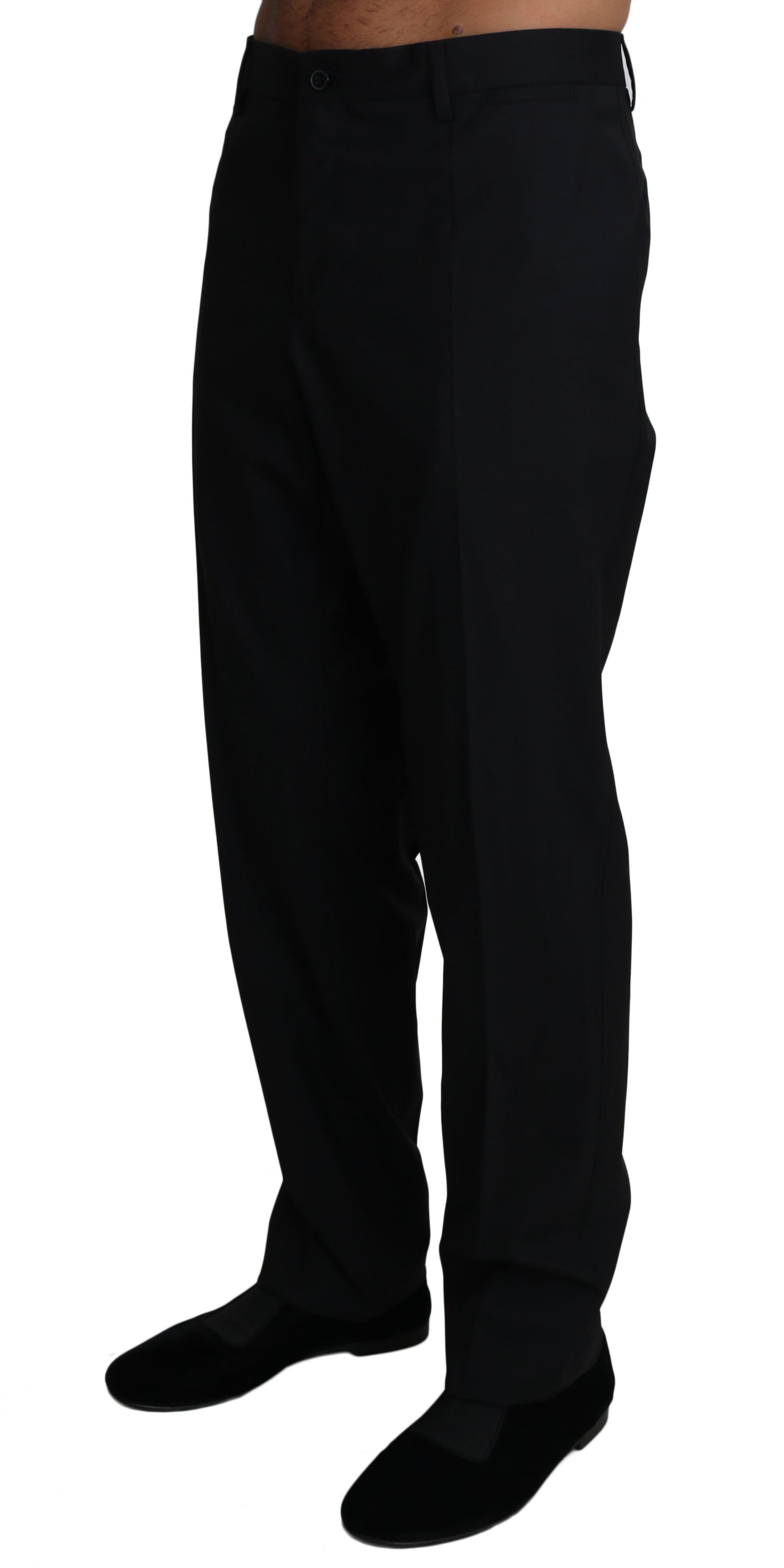 Schwarze Wolle Stretch Kleid Hose Hose