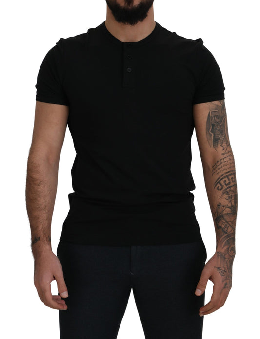 Schwarzes Kurzarm-T-Shirt mit Rundhalsausschnitt