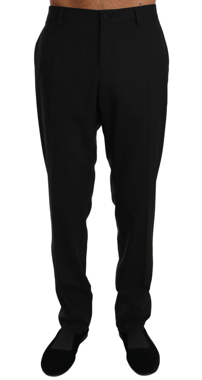 Schwarze Wolle Stretch Kleid Hose Hose