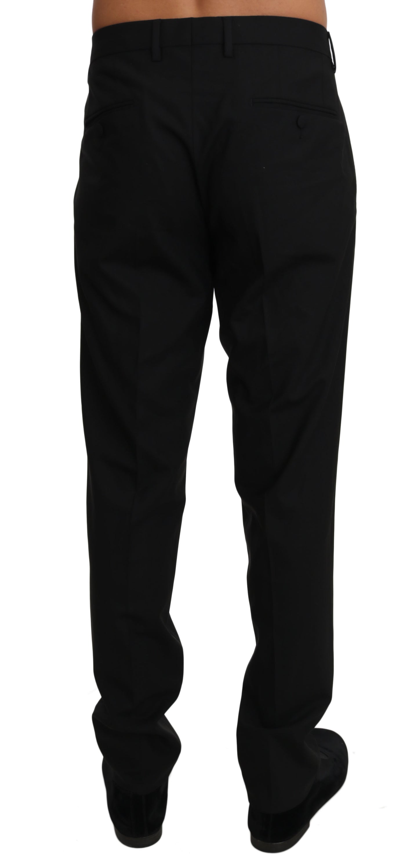 Schwarze Wolle Stretch Kleid Hose Hose