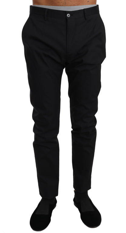 Schwarz Baumwolle Stretch Formal Hose Hose