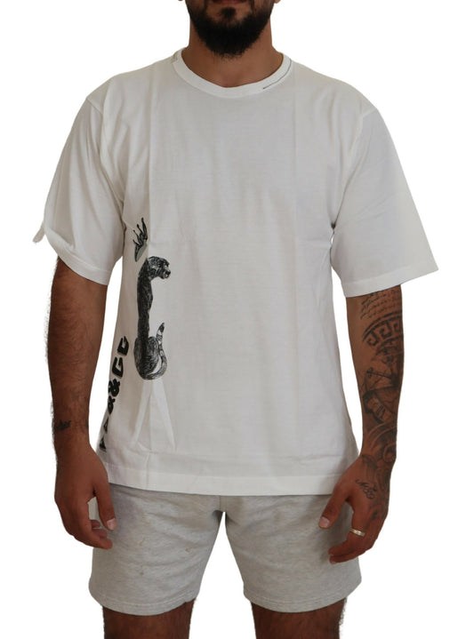 Weißes bedrucktes Herren-T-Shirt mit kurzen Ärmeln