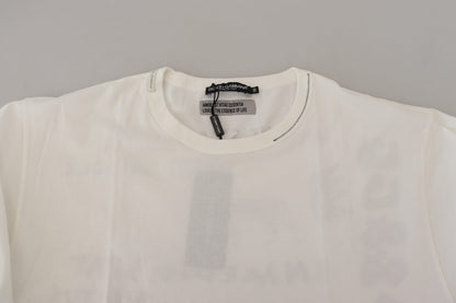 Weißes bedrucktes Herren-T-Shirt mit kurzen Ärmeln