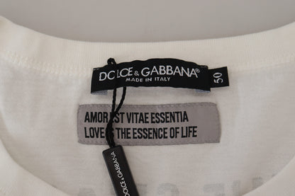Weißes bedrucktes Herren-T-Shirt mit kurzen Ärmeln