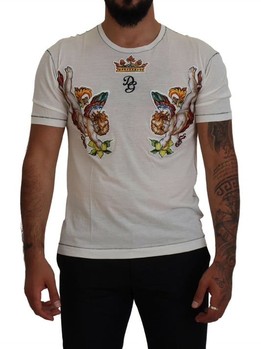 Weißes bedrucktes Kurzarm-T-Shirt für Männer