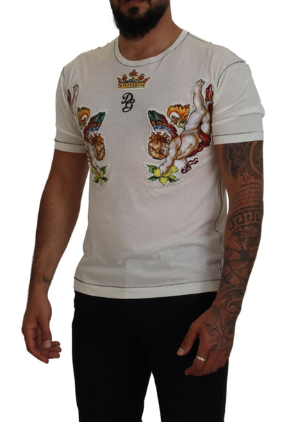 Weißes bedrucktes Kurzarm-T-Shirt für Männer