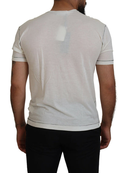 Weißes bedrucktes Kurzarm-T-Shirt für Männer