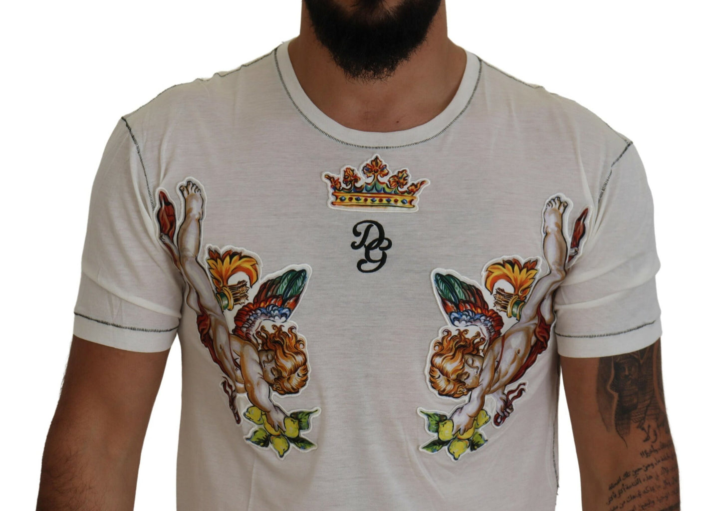 Weißes bedrucktes Kurzarm-T-Shirt für Männer