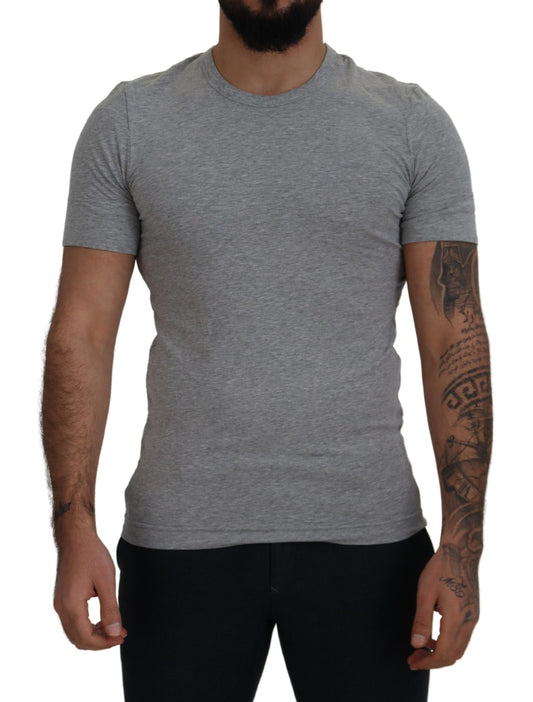 Graues Baumwoll-T-Shirt mit kurzen Ärmeln