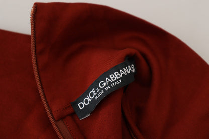 Kastanienbrauner Rollkragenpullover mit Reißverschluss aus Baumwolle