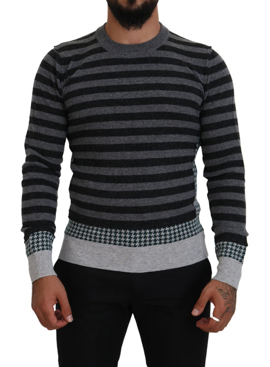 Schwarzgrauer Pullover mit Logo aus Wolle